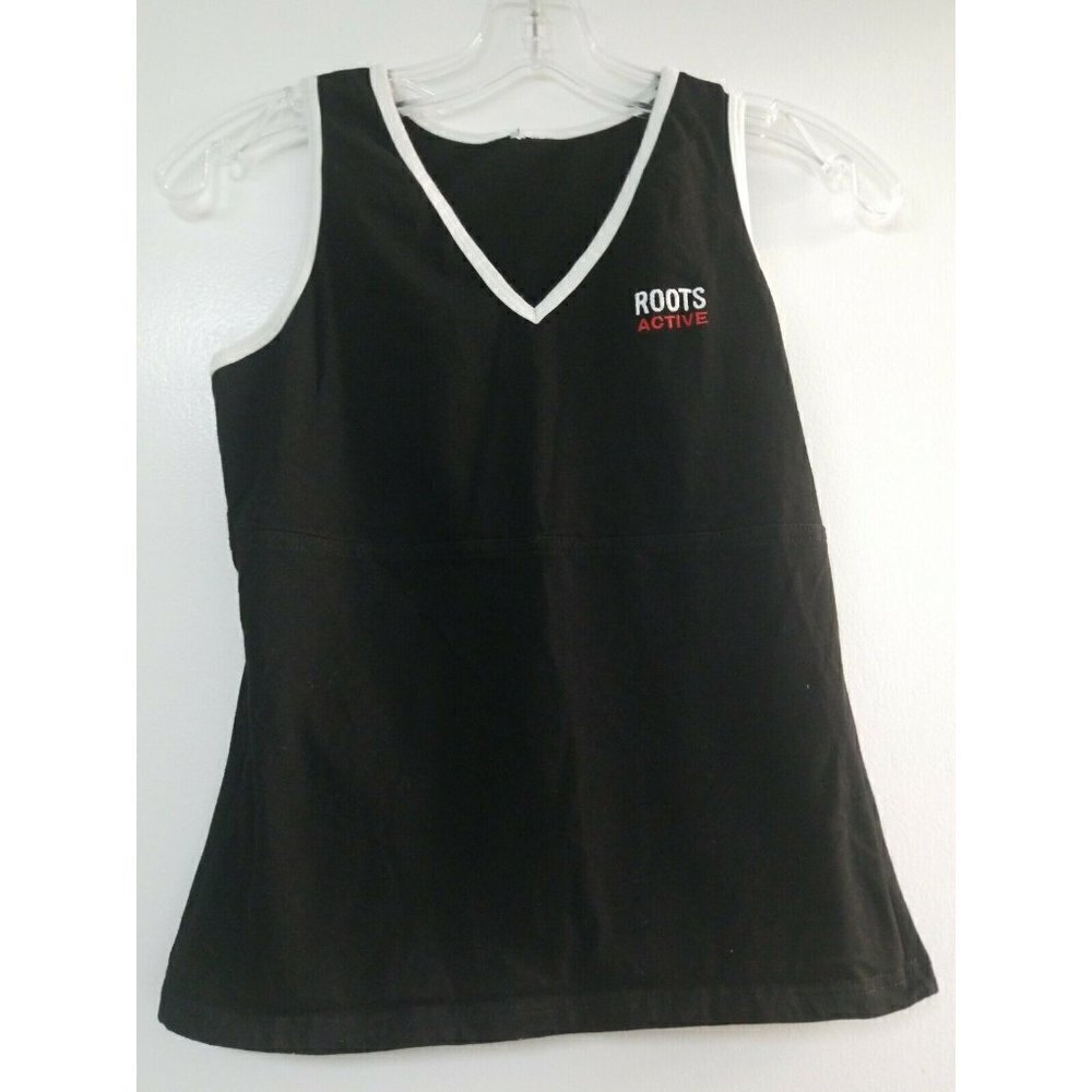 Roots Active Logo Tank Top Size Medium Black